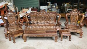 BỘ BÀN GHẾ SALON GỖ MUN TRẠM NGHÊ TAY 12 6 MÓN