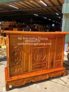 TỦ THỜ GỖ TRÀM 1M75 MẪU LÙN .