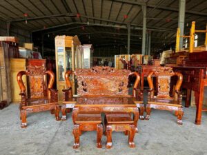 BỘ SALON GỖ TRÀM RỪNG TAY 10 LƯNG BÁT TIÊN .