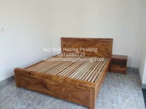 GIƯỜNG NGỦ GỖ HƯƠNG XÁM DÁT THƯỜNG 
