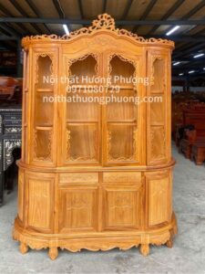 TỦ RƯỢU GỖ GÕ ĐỎ- BẦU LỤC GIÁC 1M6