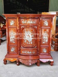 TỦ THỜ GỖ CĂM XE 6 CHÂN 153CM HÀNG VIP