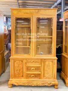 tủ rượu gỗ gõ đỏ vuông 1m2
