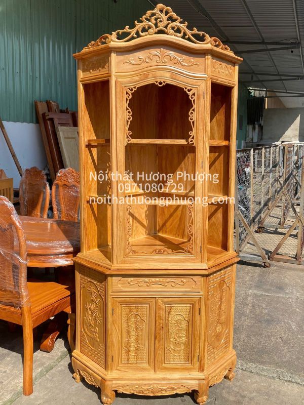 tủ rượu gỗ gõ đỏ góc 70cm