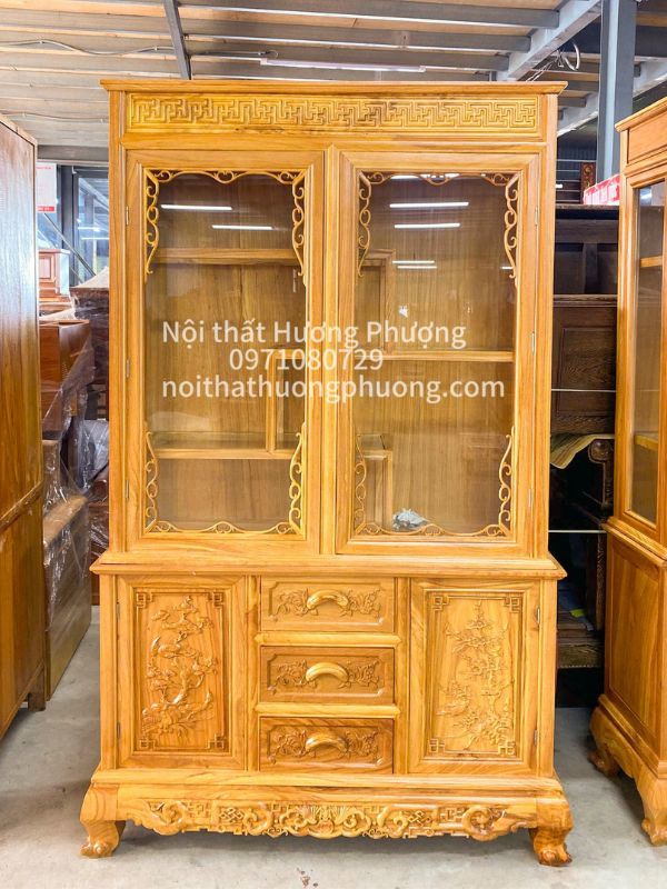 tủ rượu gỗ gõ đỏ vuông 1m2