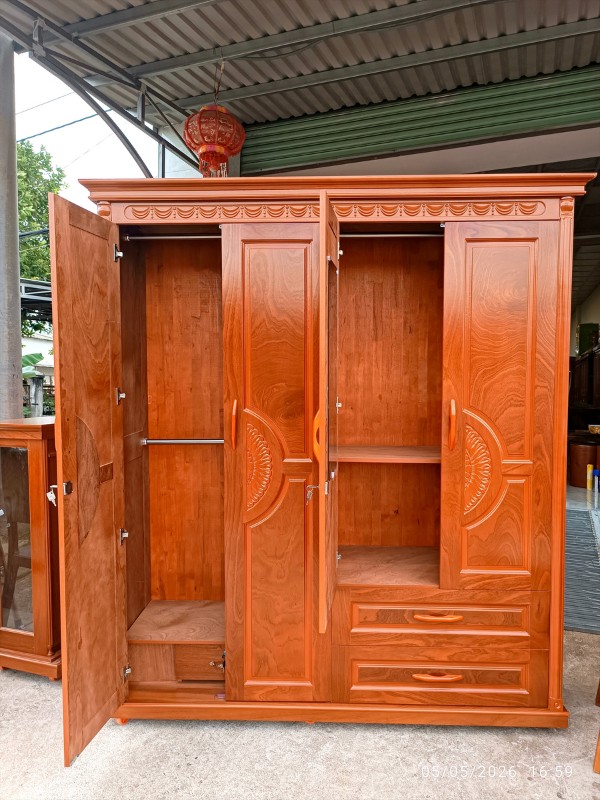 TỦ ÁO GỖ XOAN ĐÀO 4 CÁNH 1M8 GIÁ RẺ TỦ ÁO GỖ XOAN ĐÀO 4 CÁNH 1M8 GIÁ RẺ