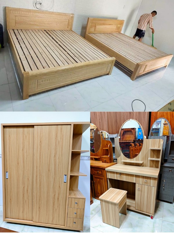 COMBO "PHÒNG CƯỚI": GIƯỜNG SỒI & NỘI THẤT MDF LÕI XANH THÔNG MINH 