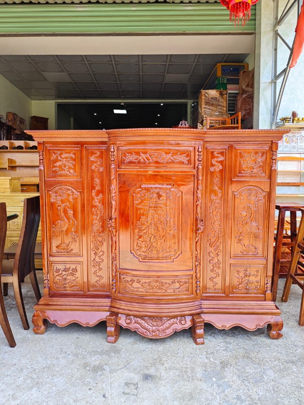 TỦ THỜ GỖ CĂM XE, GÕ ĐỎ 1M83 – SƠN MÀU ÓC CHÓ HIỆN ĐẠI