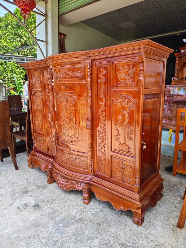 TỦ THỜ GỖ CĂM XE, GÕ ĐỎ 1M83 – SƠN MÀU ÓC CHÓ HIỆN ĐẠI